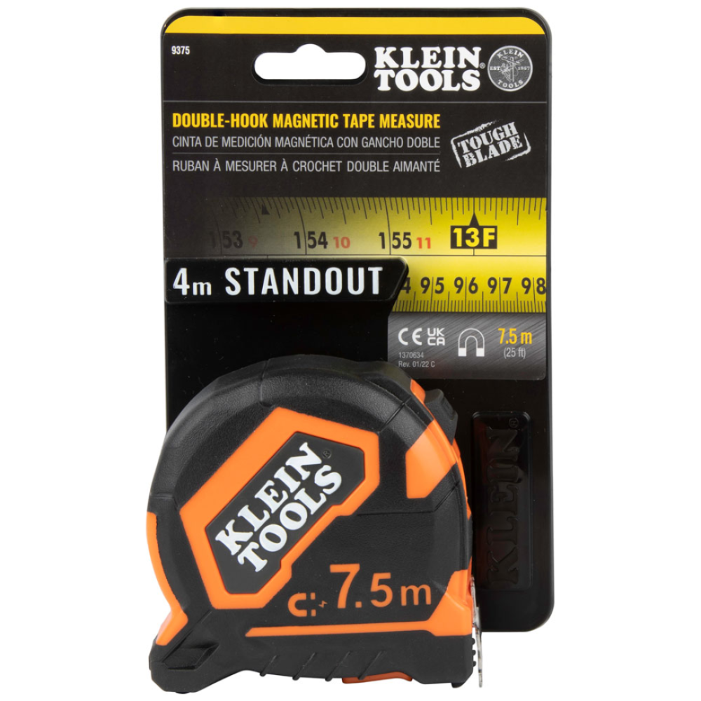 Klein 7.5m magnetic double hook measuring tape