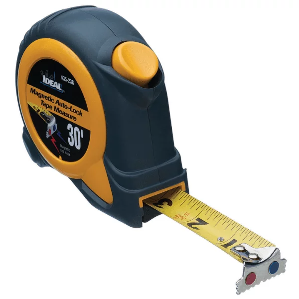 IDEAL Auto-Lock Tape Measure 30′ Imperial W/Magnetic Tip