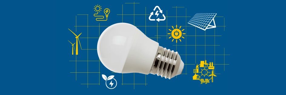 lightbulb with sustainable icons
